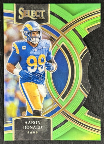 Aaron Donald 2023 Panini Select Neon Green Prizms Die Cut /499 Rams