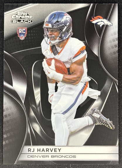 RJ Harvey 2025 Topps Chrome Black Broncos front