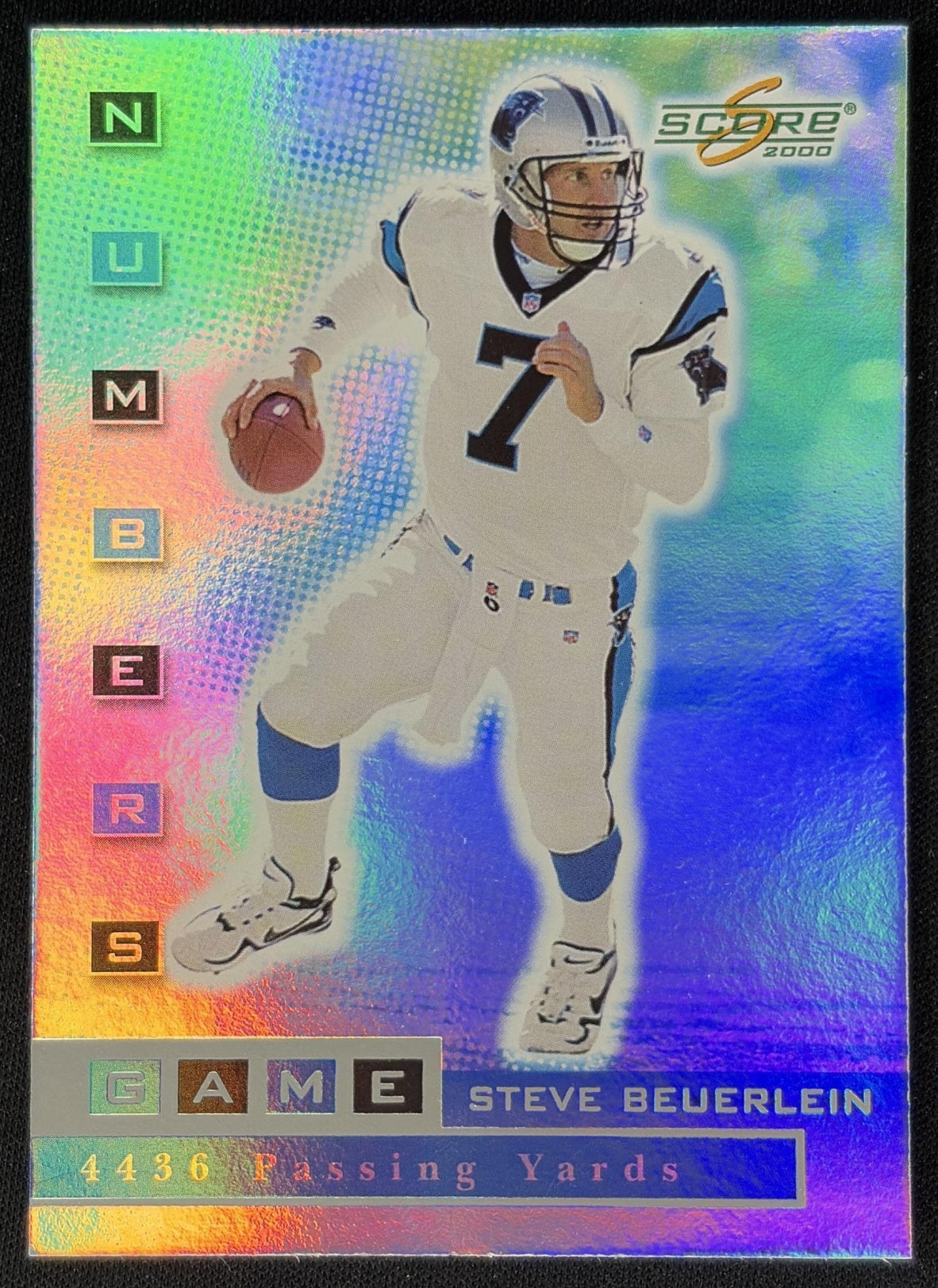 Steve Beuerlein 2000 Score Numbers Game Silver /4436 Panthers front