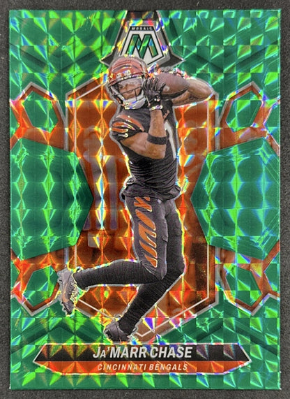 Ja'Marr Chase 2024 Panini Mosaic Green Prizm Bengals front sports trading card