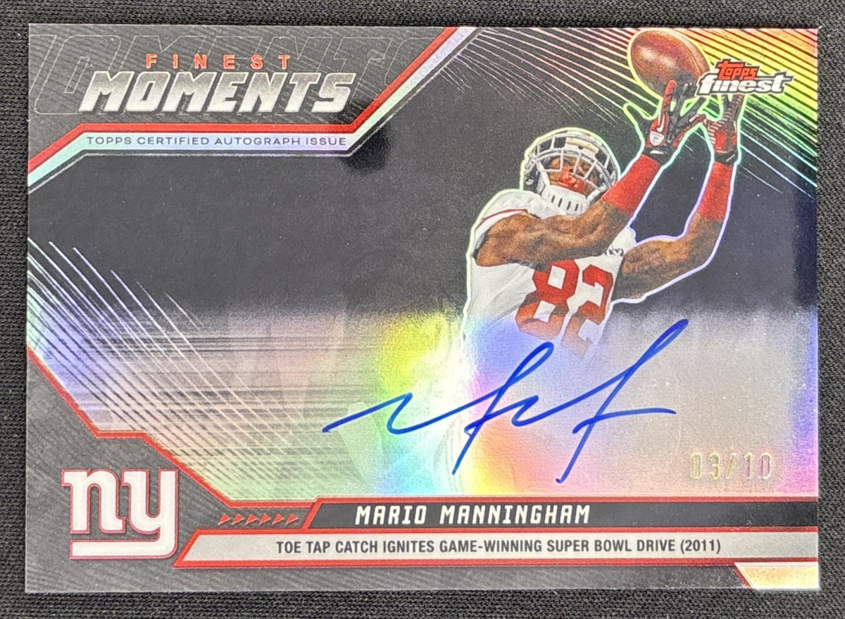 Mario Manningham 2025 Topps Finest Moments Auto Black Refractor /10 Giants