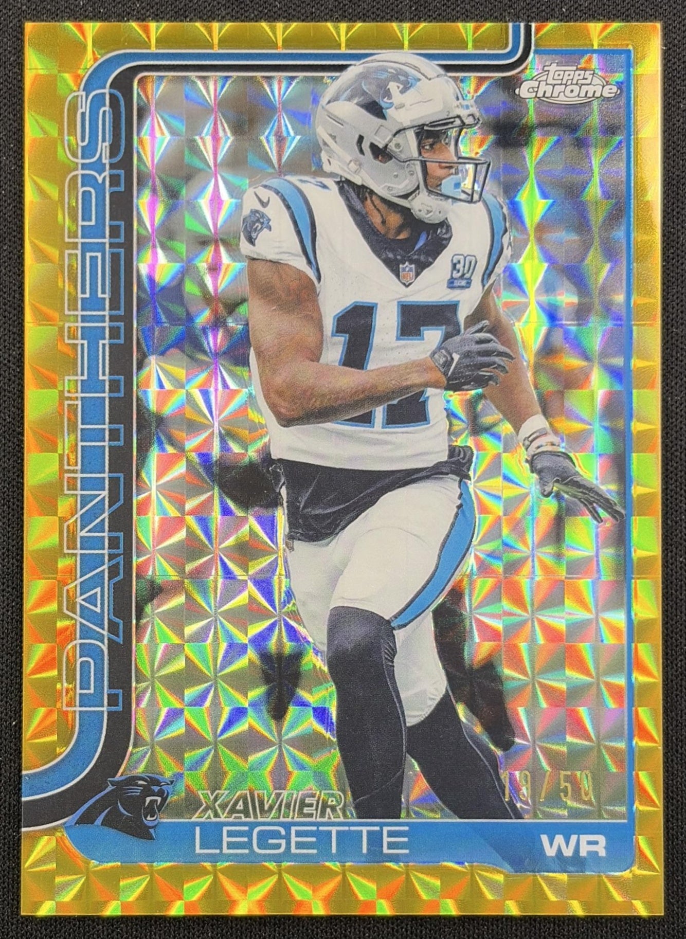 Xavier Legette 2025 Topps Chrome Gold Geometric Refractor /50 Panthers Carolina Panthers