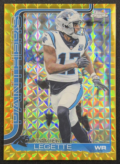 Xavier Legette 2025 Topps Chrome Gold Geometric Refractor /50 Panthers Carolina Panthers