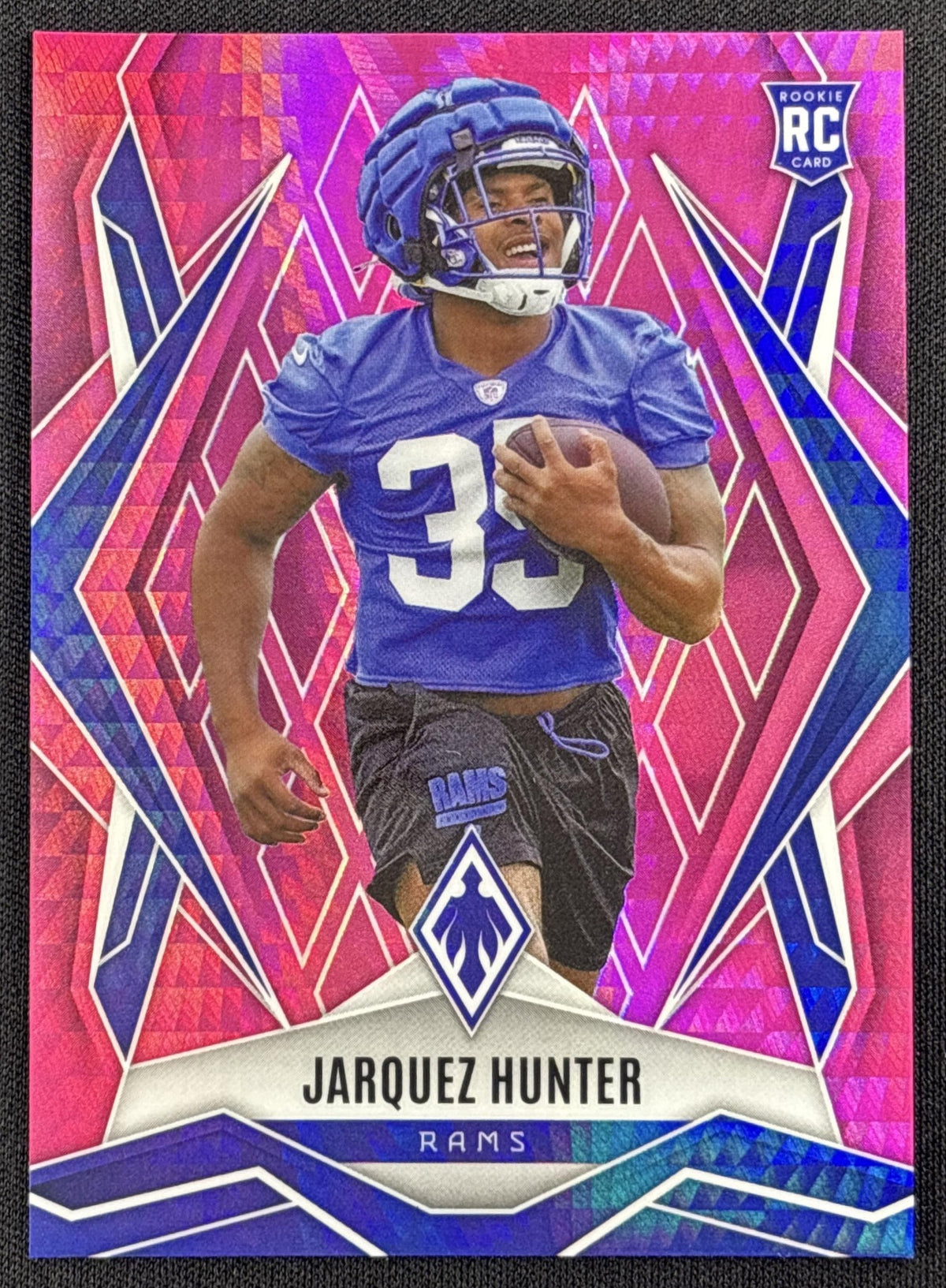 Jarquez Hunter 2025 Panini Phoenix Pink Hyper Prizm /299 Rams