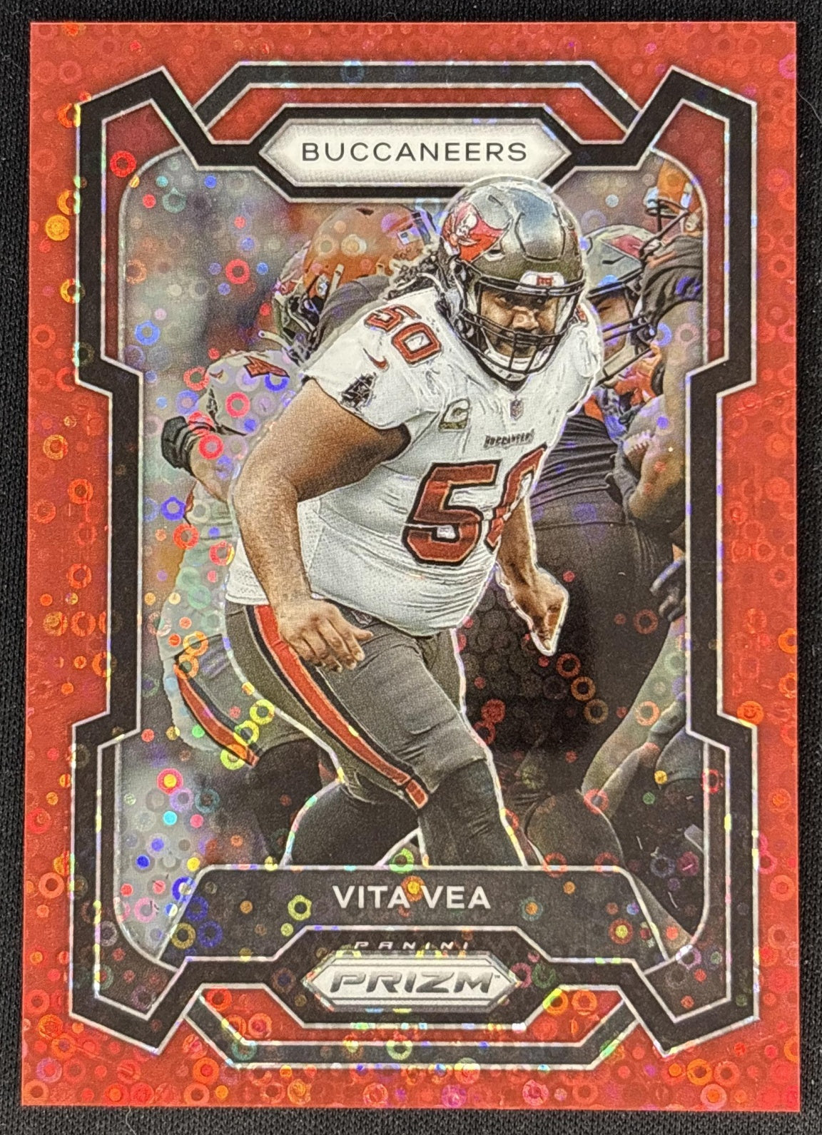 Vita Vea 2023 Panini Prizm No Huddle Red /70 Buccaneers front