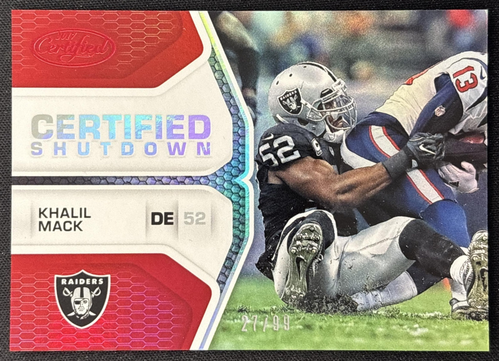 Khalil Mack 2017 Panini Certified Shutdown Mirror Red /99 Raiders