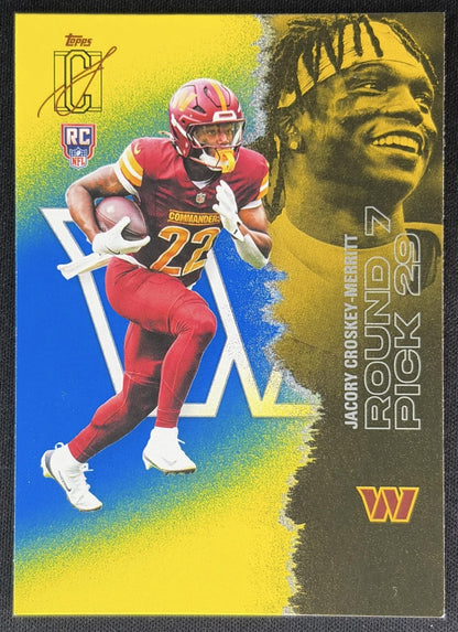 Jacory Croskey-Merritt 2025 Signature Class Rookie Blue & Yellow Foil Commanders front
