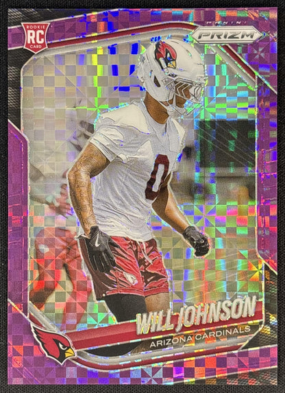 Will Johnson 2025 Panini Prizm Purple Power /49 Cardinals front