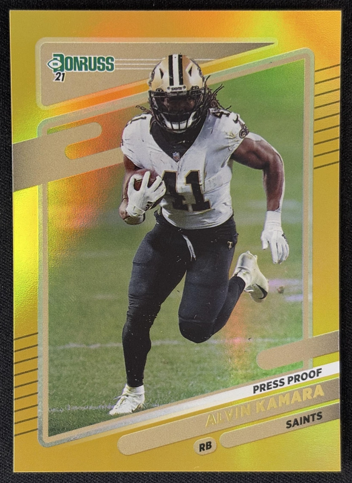 Alvin Kamara 2021 Panini Donruss Press Proof Premium Saints - New Orleans Saints