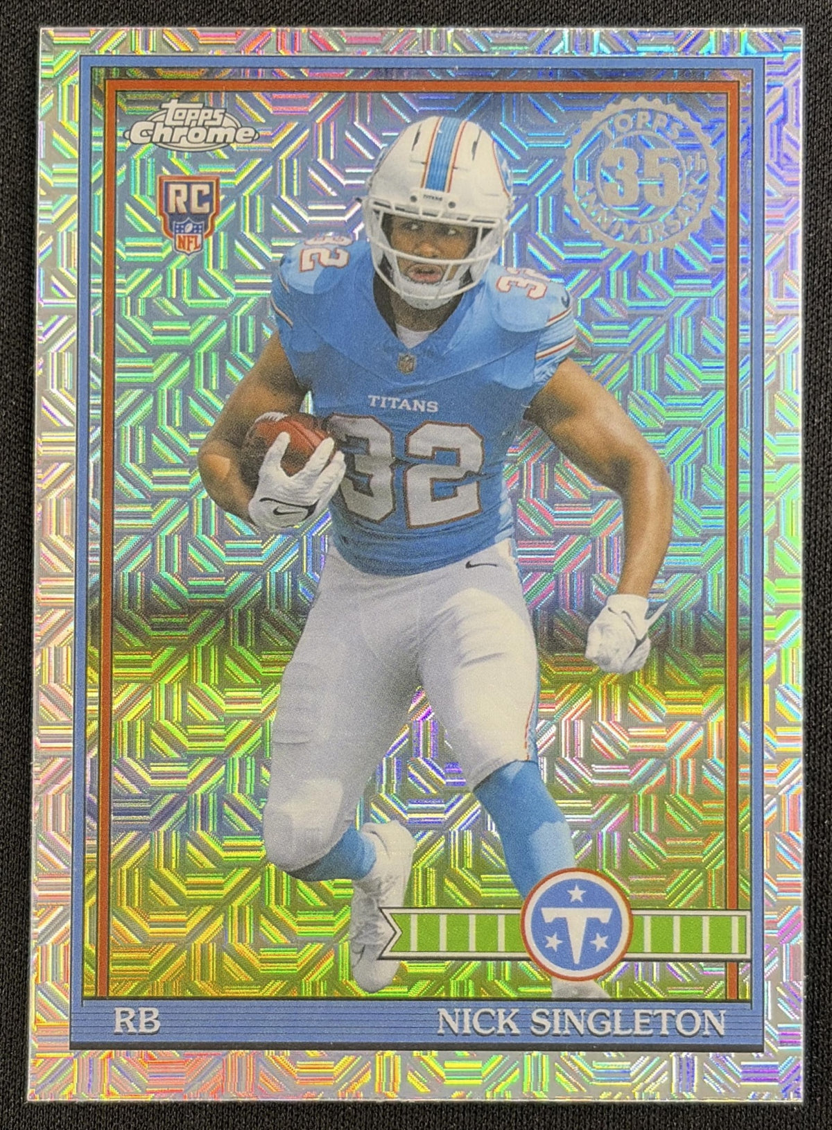 Nick Singleton 2026 Topps 1991 Chrome Rookie Mojo Refractor Titans