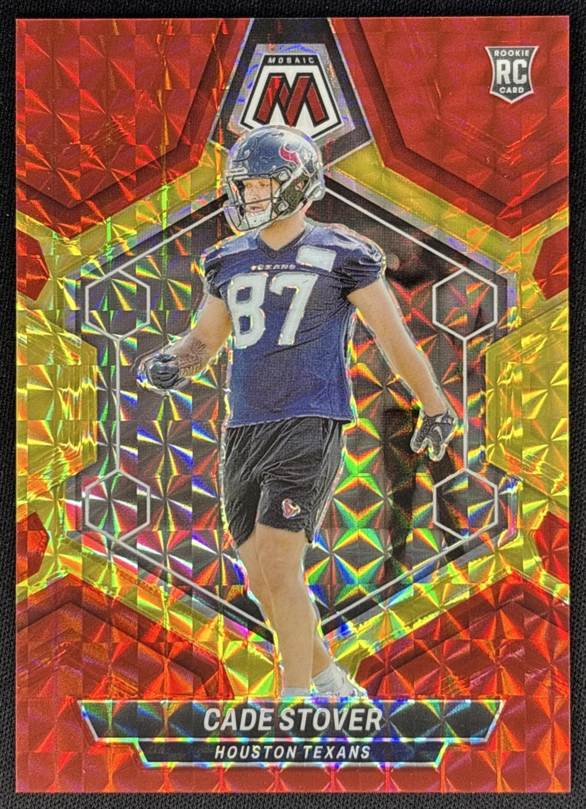 Cade Stover 2024 Panini Mosaic Choice Fusion Red and Yellow Prizm /80 Texans Sports Trading Cards