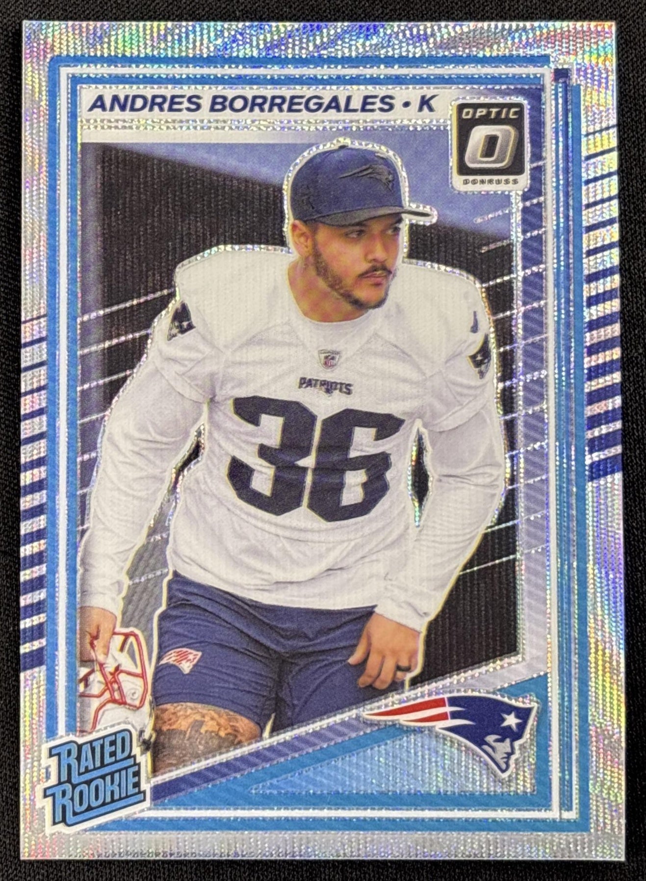 Andres Borregales 2025 Panini Donruss Optic Rated Rookie Wave Prizm /300 Patriots