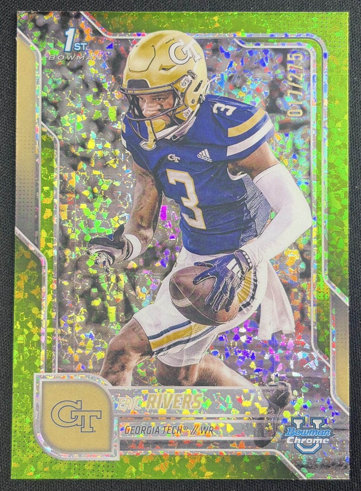 Eric Rivers 2025 Bowman Chrome University Prospects Lime Green Mini-Diamond Refractor /275 Yellow Jackets