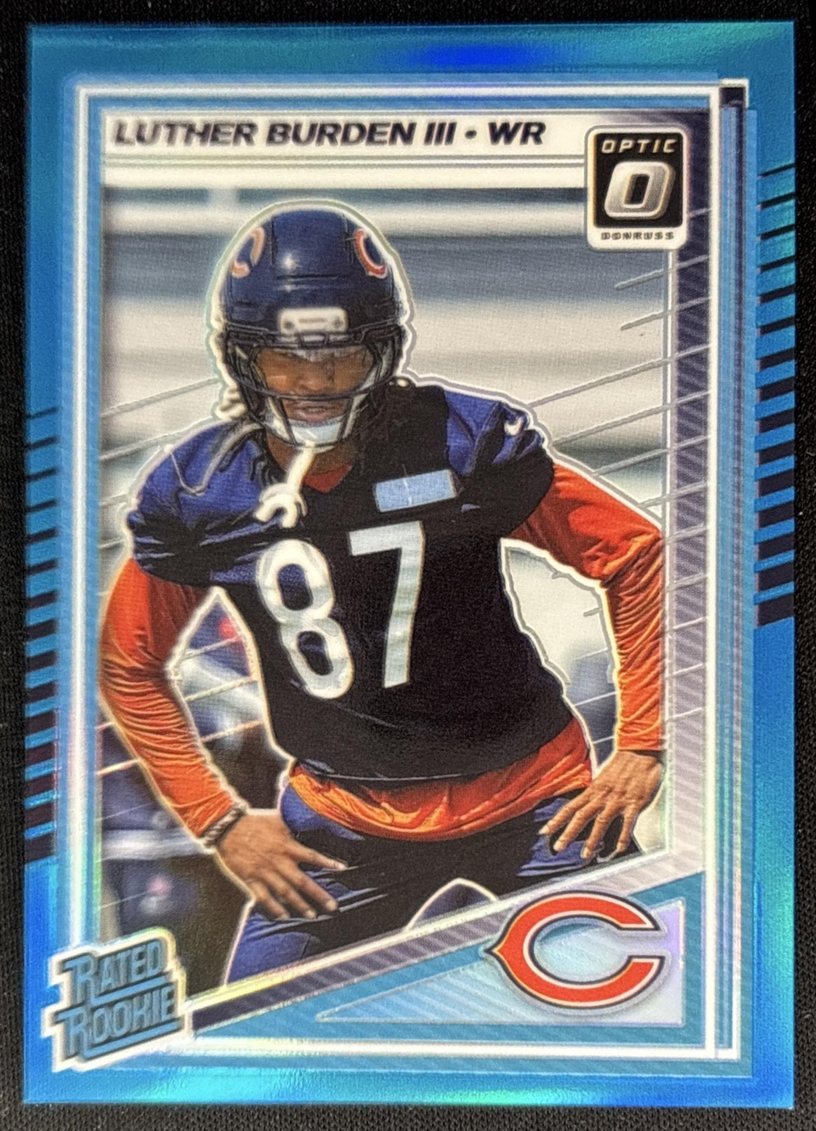Luther Burden III 2025 Panini Donruss Optic Rated Rookie Aqua Prizm 072/349 Bears Front