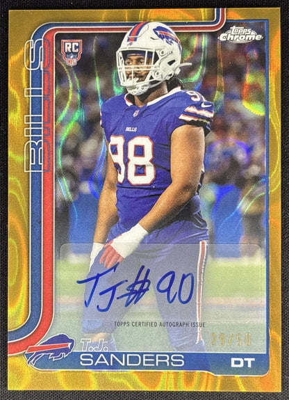T.J. Sanders 2025 Topps Chrome Retail Rookie Auto Gold Lava Refractor /50 Bills