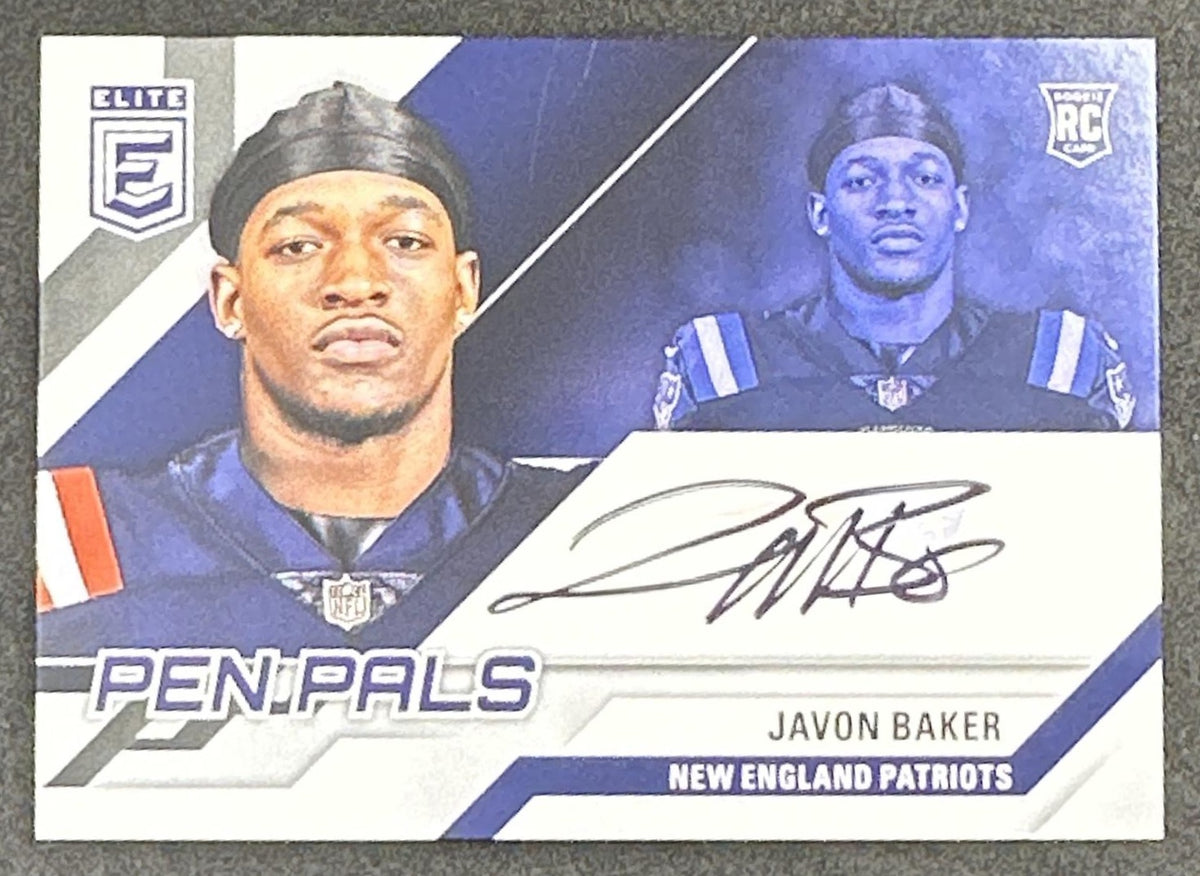 Javon Baker 2024 Panini Donruss Elite Pen Pals Patriots