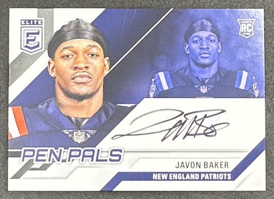 Javon Baker 2024 Panini Donruss Elite Pen Pals Patriots Sports Trading Card