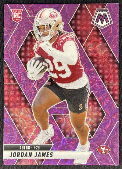 Jordan James 2025 Panini Mosaic Rookies Purple Scope Prizm 49ers Football