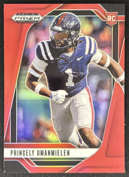Princely Umanmielen 2025 Panini Prizm Draft Picks Red /399 Rebels Sports Trading Card