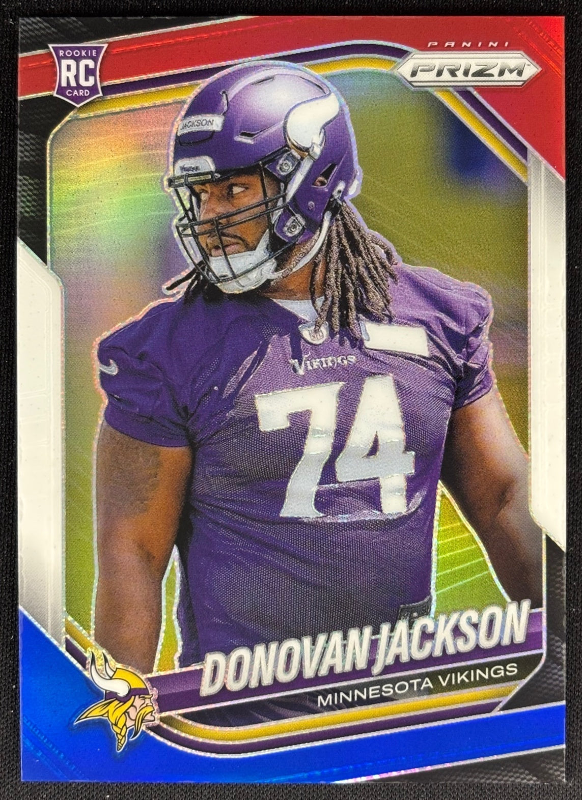 Donovan Jackson 2025 Prizm Red White & Blue Vikings Sports Trading Card