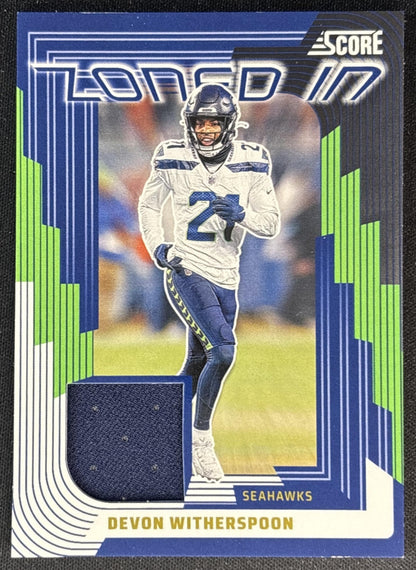 Devon Witherspoon 2025 Panini Score Zoned In Jerseys Seahawks Sports Trading Cards