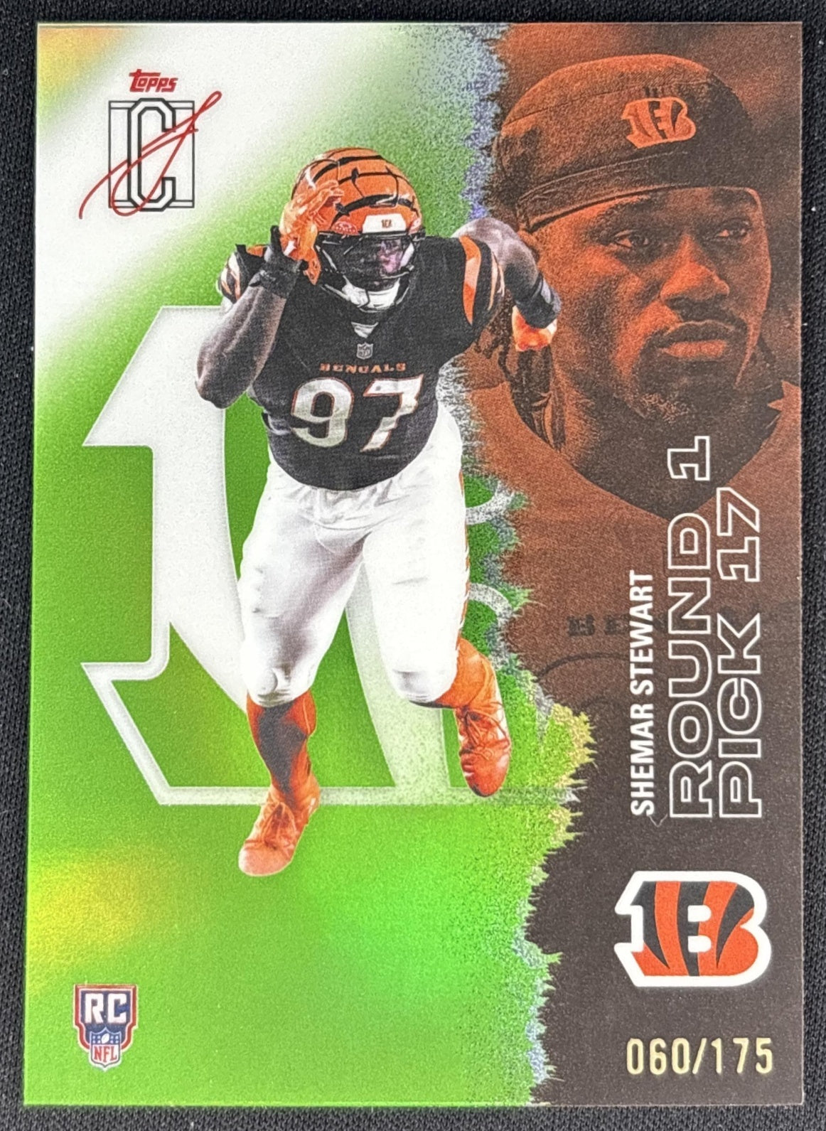 Shemar Stewart 2025 Signature Class Chrome Rookie Lime Refractor /175 Bengals