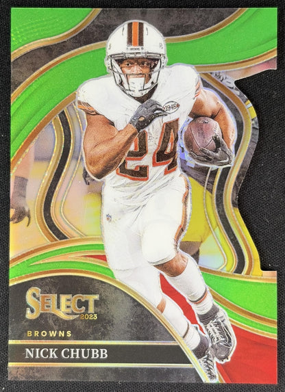 Nick Chubb 2023 Panini Select Neon Green Prizms Die Cut /499 Browns Sports Trading Cards