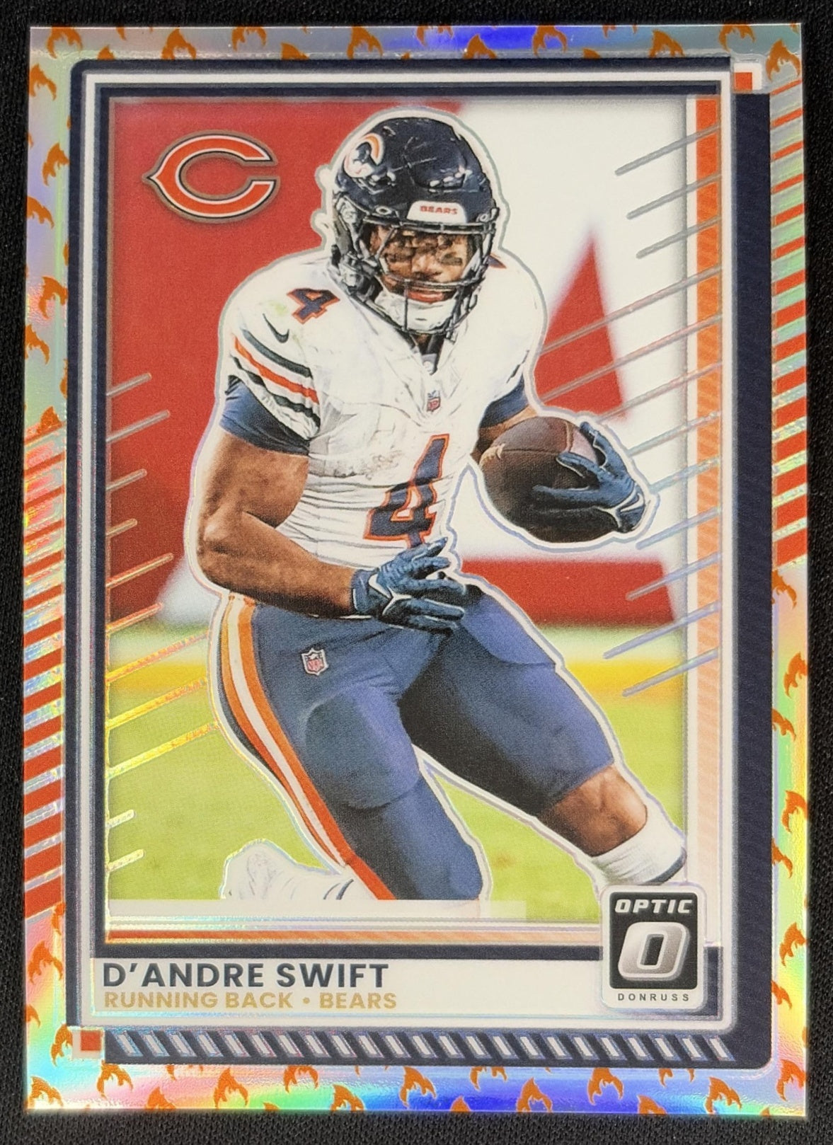 D'Andre Swift 2025 Panini Donruss Optic Fire Prizm Bears Sports Trading Card