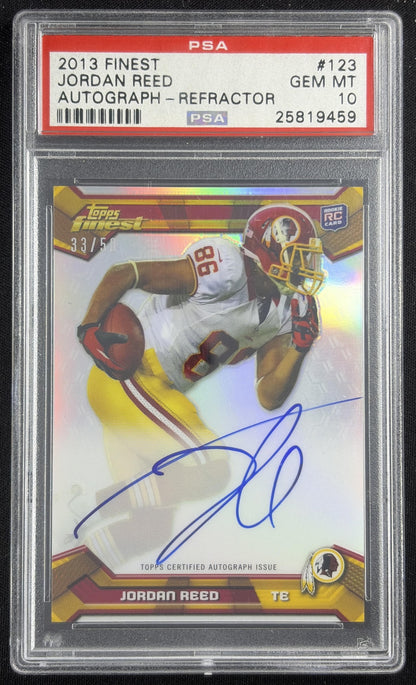 Jordan Reed 2013 Topps Finest Rookie Auto Refractor /50 PSA 10 Redskins Sports Trading Card