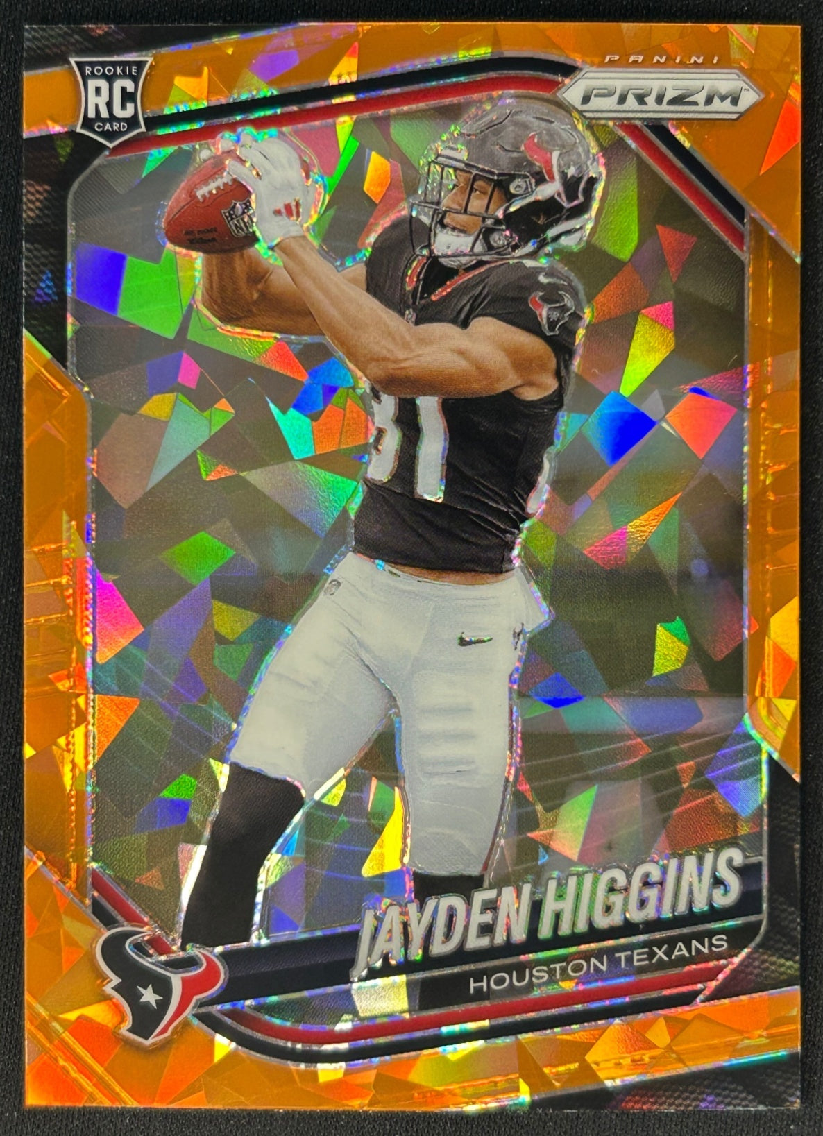 Jayden Higgins 2025 Prizm Orange Ice Prizms Texans - front