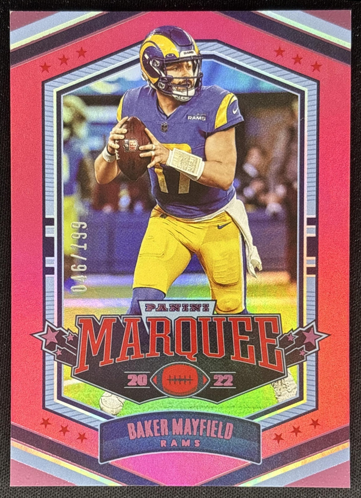 Baker Mayfield 2022 Panini Chronicles Marquee Pink /199 Rams Sports Trading Card