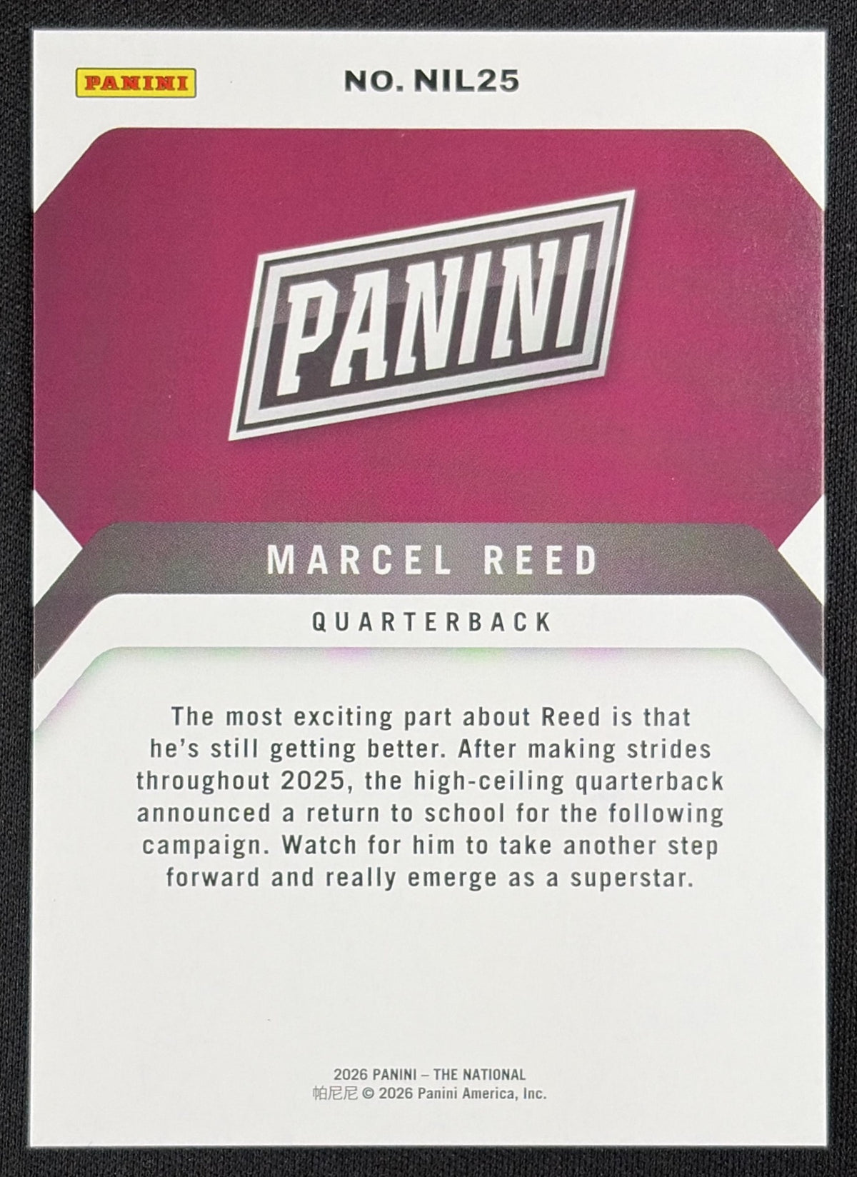 Marcel Reed 2026 Panini NSCC Silver Pack