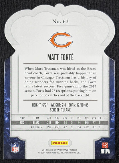 Matt Forte 2013 Panini Crown Royale Gold Die Cut Crown/99 Bears