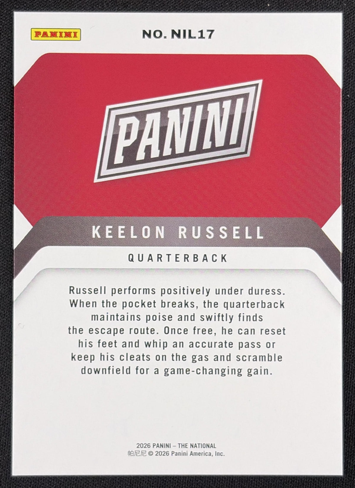 Keelon Russell 2026 Panini NSCC Silver Pack Foil