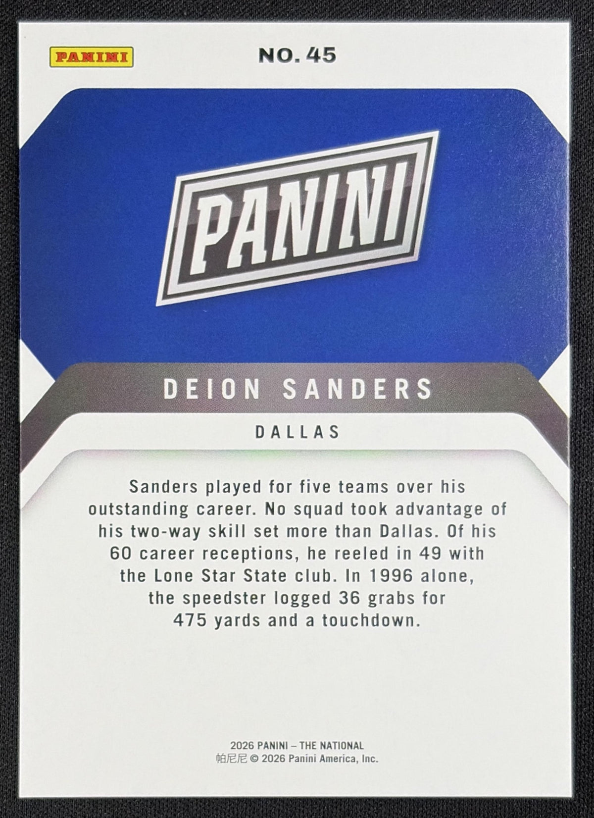 Deion Sanders 2026 Panini NSCC Silver Pack Foil
