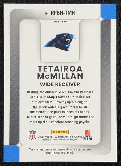 Tetairoa McMillan 2025 Panini Donruss Optic Rookie Phenoms Blue Hyper Prizm Panthers