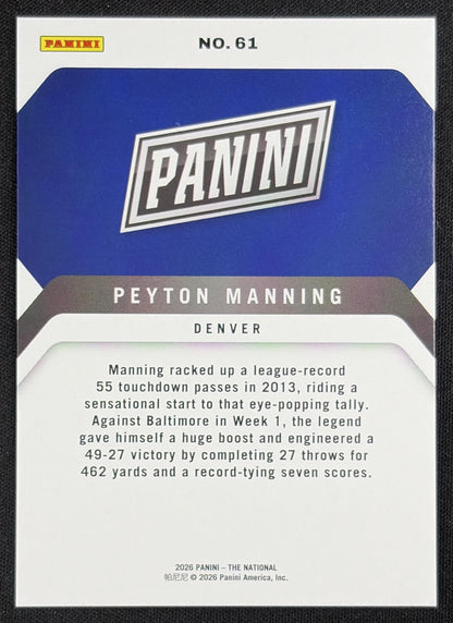 Peyton Manning 2026 Panini NSCC Silver Pack Foil
