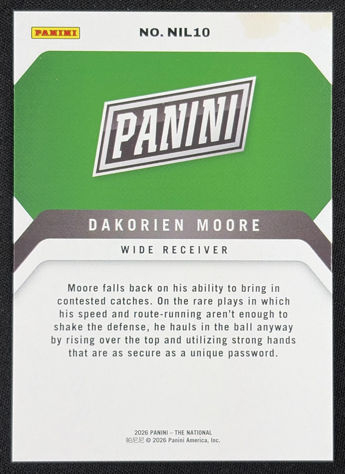 Dakorien Moore 2026 Panini NSCC Silver Pack