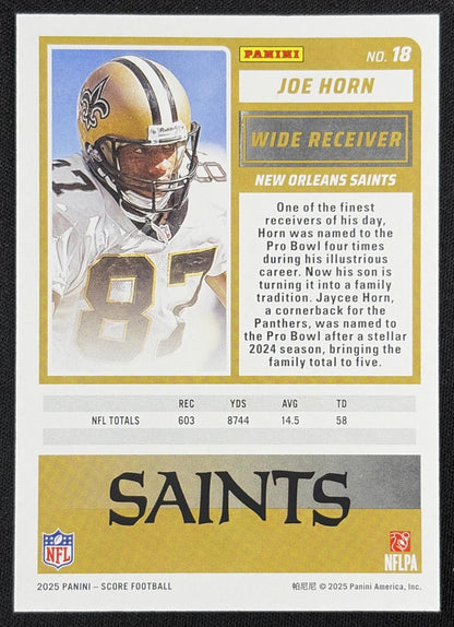Joe Horn 2025 Panini Score Showcase /250 Saints