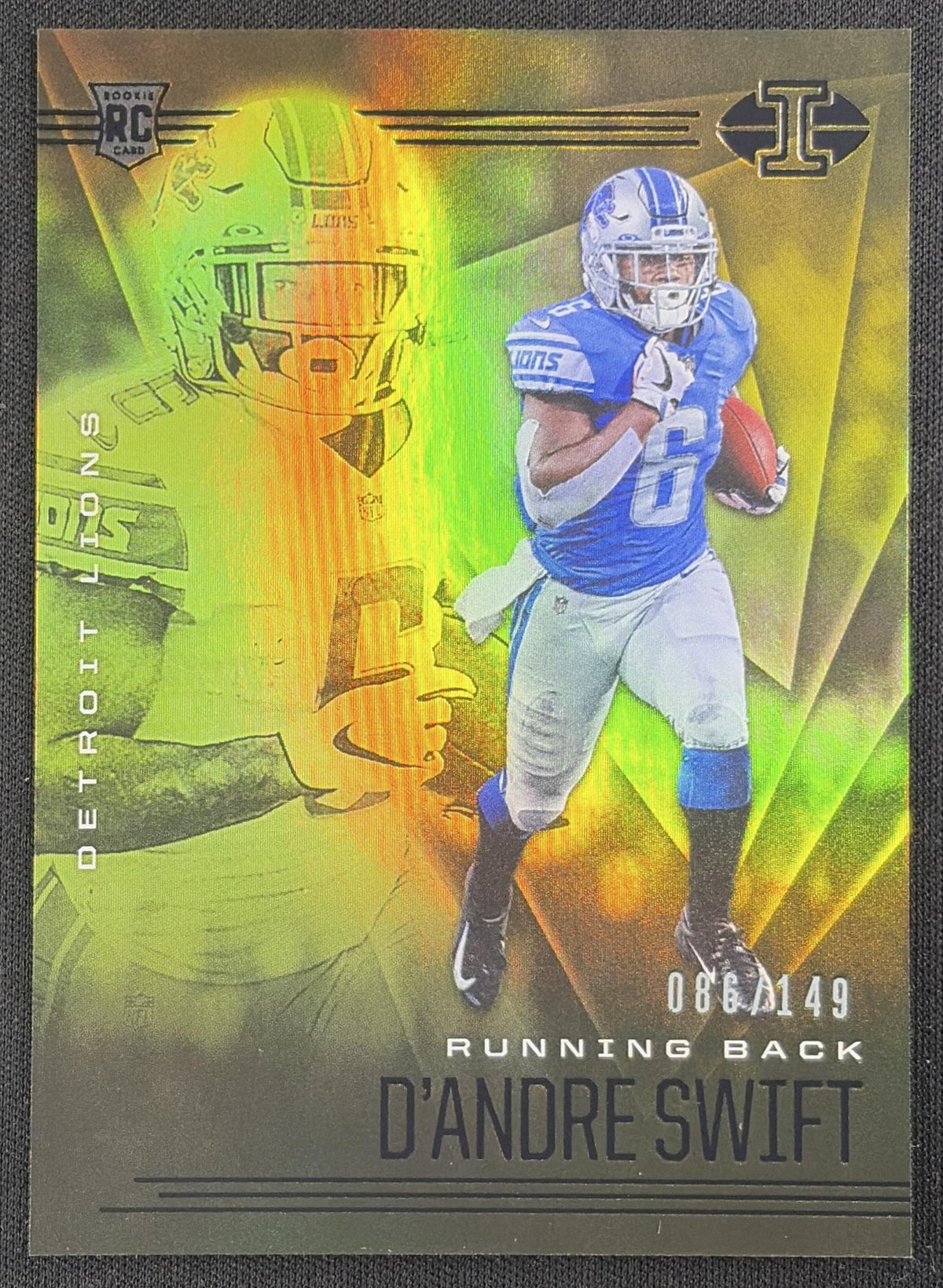 D Andre Swift 2020 Panini Illusions Trophy Collection Yellow /149 Lions